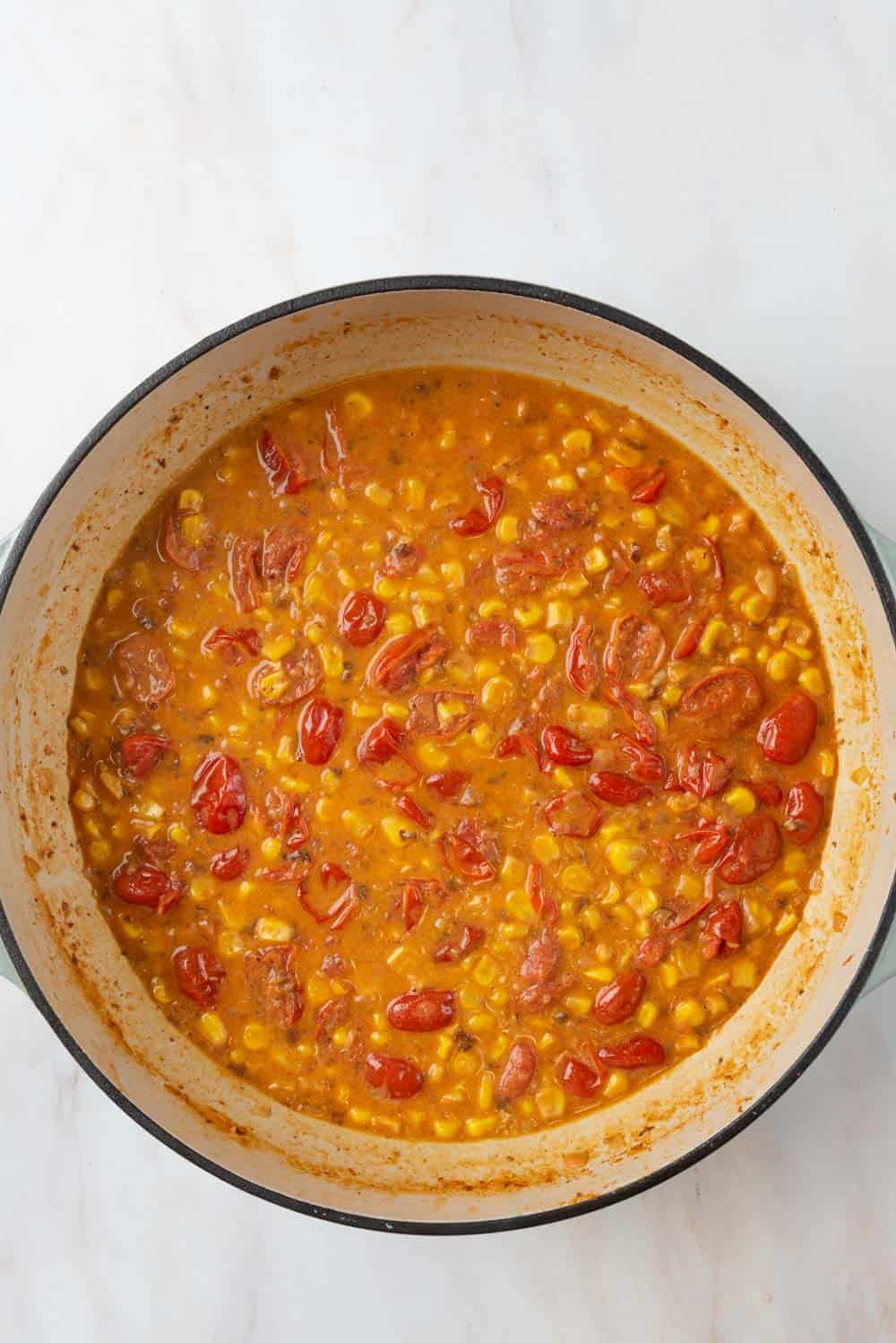 Sauce with cream, butter and lemon added and swirled until emulsified.