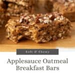 Applesauce oatmeal breakfast bars recipe for Pinterest.